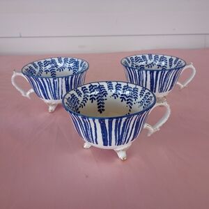 Blue and White Footed Teacup - Home Art